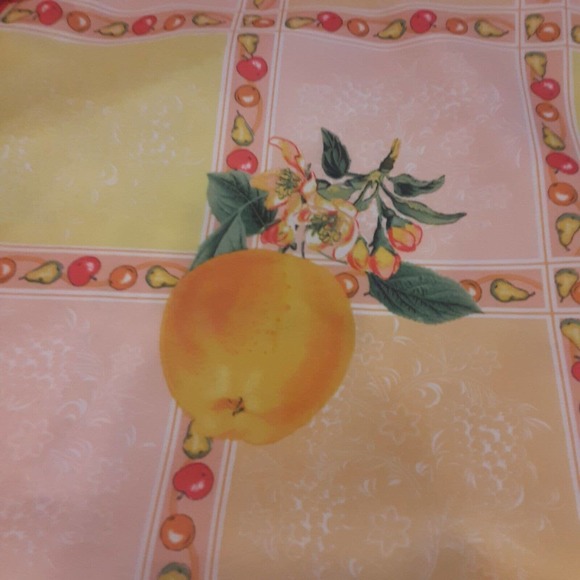 Vintage Fruit Block Pattern Tablecloth Oval Cheerful & Sunny - Picture 2 of 6